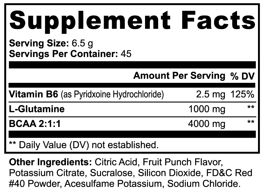 XLR8 BCAA Post Workout Powder (Fruit Punch)